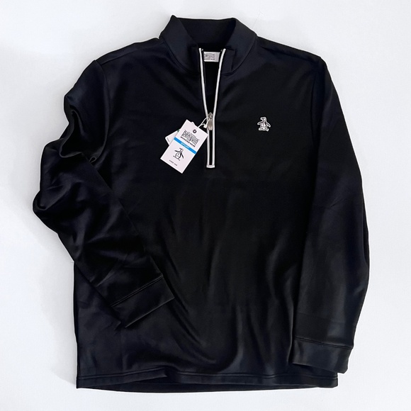 NWT Original Penguin 1/4 Zip Golf Pullover Black Men's Size Large - Picture 1 of 7